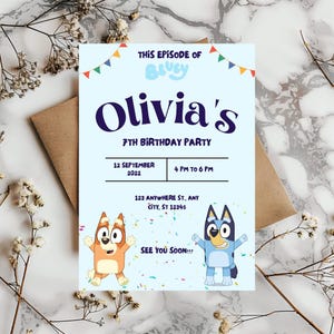 Bluey Editable Birthday Invitation, Digital Birthday Party Invitation, Blue Dog Boys Girls Instant Download Template Invite