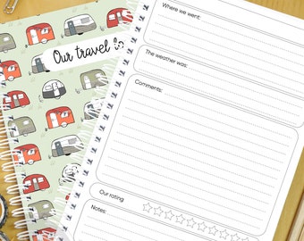 Personalised Caravan Travel Log, notebook, journal, holiday diary