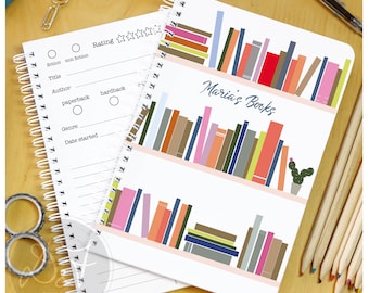 100 book review notebook, personalised, reading log