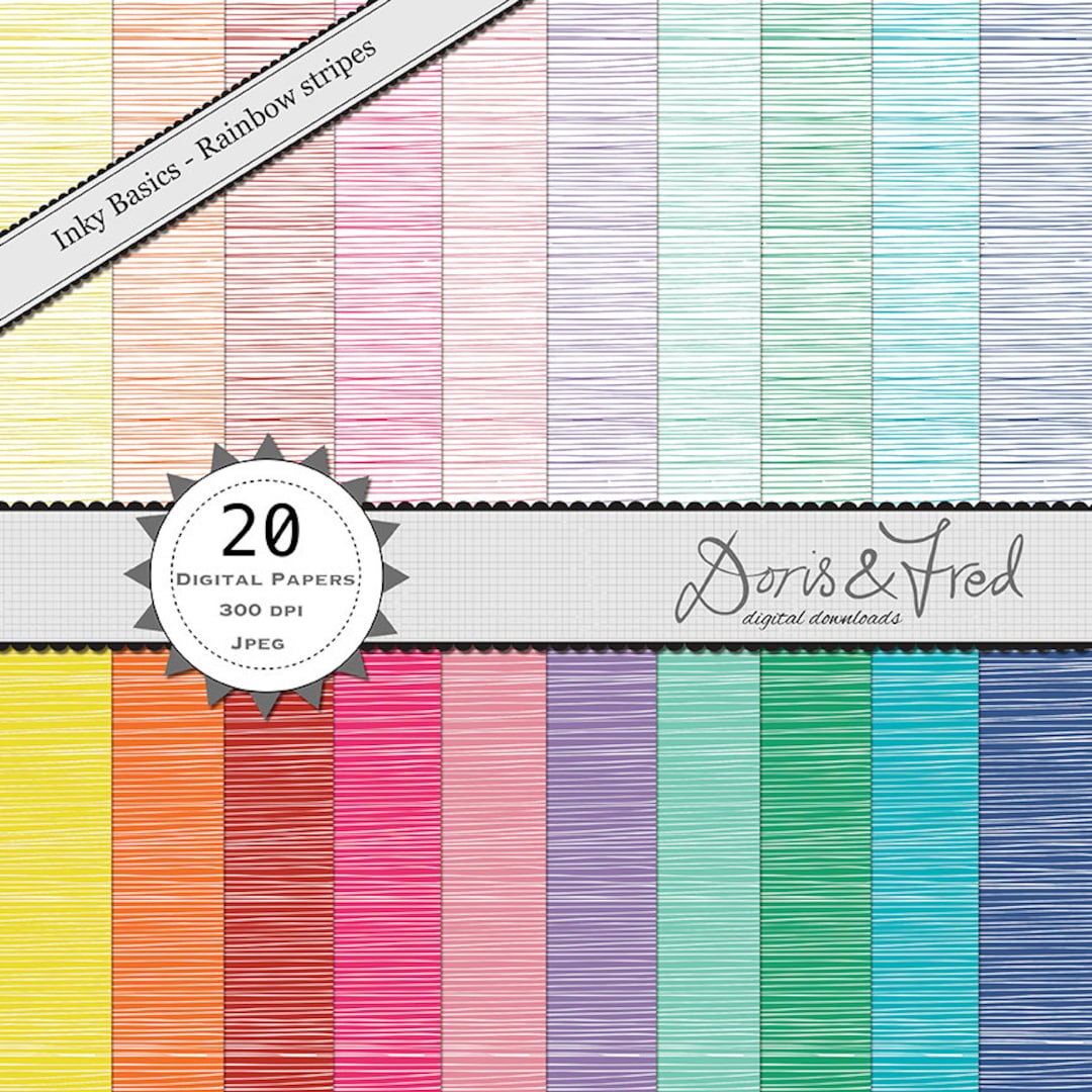 20 Digital Patterned Papers *instant Download* Inky, Basics, Stripes ...