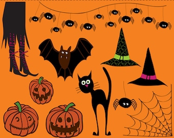 Halloween Clip art images, spooky clipart, royalty free clip art -- Instant Download