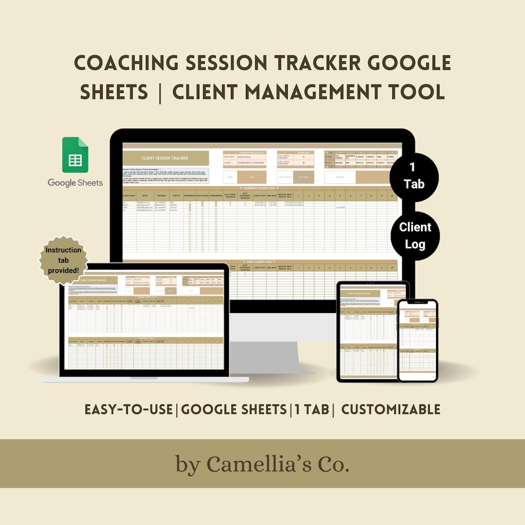 Client Tracker Spreadsheet Client Management Track Sessions, Onboarding ...