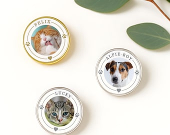 Custom Pet Photo Badge, Remembrance 2.5cm Lapel Pin, Personalised Pets Keepsake