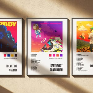 Custom Album Wall Art Set of 3 | Personalised Music Posters | Album Cover Prints | Gift for Music Lovers | Wall Decor | Album Tracklist