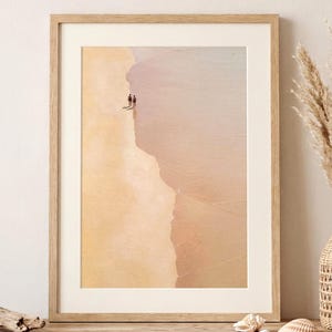 Sandy Beach Walk Print | Minimalist Coastal Wall Art | Golden Shore Poster | Home Decor
