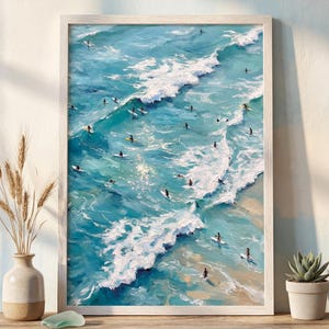 Surfer Art Print | Coastal Wall Art | Dopamine Decor | Summer Ocean Painting