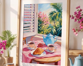 Tea For Two Print | Matisse Style Painting Wall Art | French Kitchen Decor | Wedding Gift