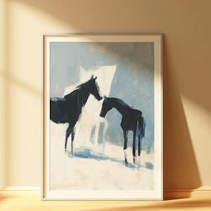Minimalist Horse Wall Art Print | Animal Poster | Fine Art Print | Modern Wall Decor | Neutral Farmhouse Style | Gift for Art Lovers & Home