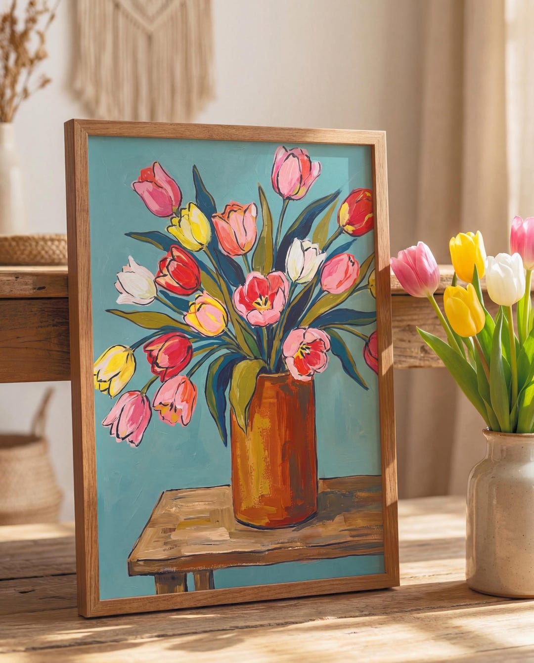 Tulip Bouquet Art Print | Colourful Floral Wall Art | Bold Botanical ...