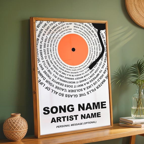 Custom Vinyl Lyrics Print, Personalised Music Poster, Customizable Music Gift, Anniversary Gift, Music Gift, Wedding Song Dance, A1/A2/A3/A4