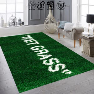 Vibrant High Quality Green Grass Area Rug ,Grass Rug, Green Rug, Custom Rug, Area Rug, Home Decor Rug, Wet Grass Pattern, Wet Grass Doormat