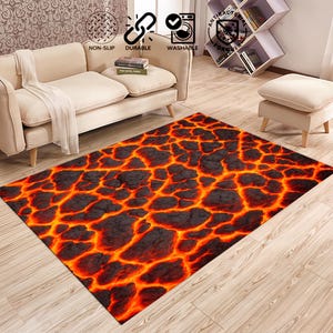 Hot Lava Rug, Volcano Floor Rug, Lava Rug, Red Lava Carpet, Volcano Carpet, Lava Pattern Rug, Floor İs Hot Lava, Living Room Rug, Cool Rug