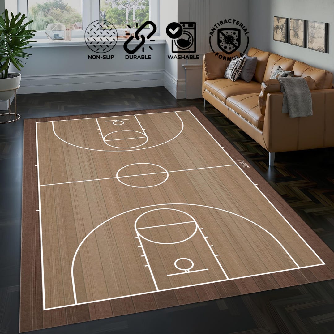 Basketball Court Rug, Sports Rug, Minimalist Rug,kid's Room Rug, Custom ...