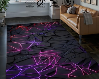 Gaming Illusion Teppich, Gaming Teppich, Neon Teppich, Geschenk für Gamer, E-Spor Teppich, Neon Teppich, Retro Gaming, Benutzerdefinierter Teppich, Spielzimmerdekor, coole Teppiche