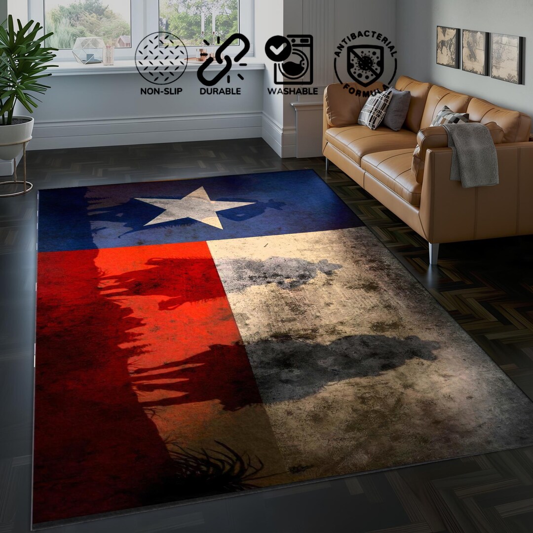 Texas Ranch Rug Cowboy Rug,texas Flag Rug, Modern American Design, Popular Rug, Rug ...