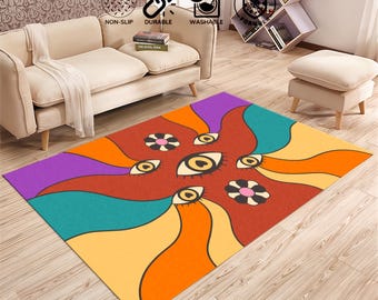 Mid Century Modern Rug, Bold Modern Floor Decor, Abstract Geometric Design,Minimalist Rug, Nordic Scandinavian Area Rug, Rug for Living Room