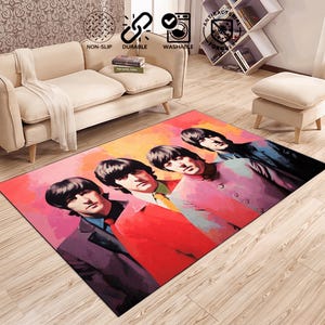The Beatles Art Rug, Beatles Fan Rug, Beatles Gift, Home Decoration Carpet, Music Themed Rug, District Rug, Popular Rug, Personalized Gift