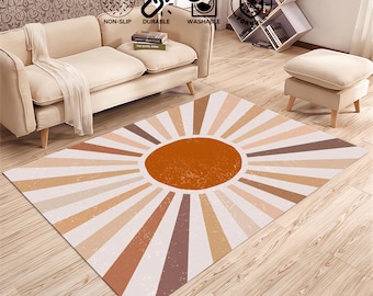 Neutral Abstract Geometric Rug, Mid Century Kitchen Rug, Retro Area Rug, Personalized Cool Rug, Living Room Rug, Modern Contemporary rug