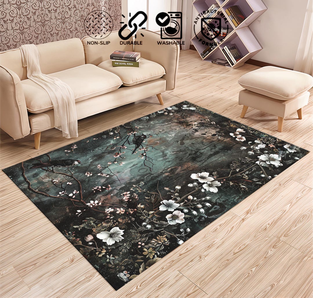 Gothic Rose Rug, Dark Floral Victorian Rug, Custom Rug, Popular Rug ...