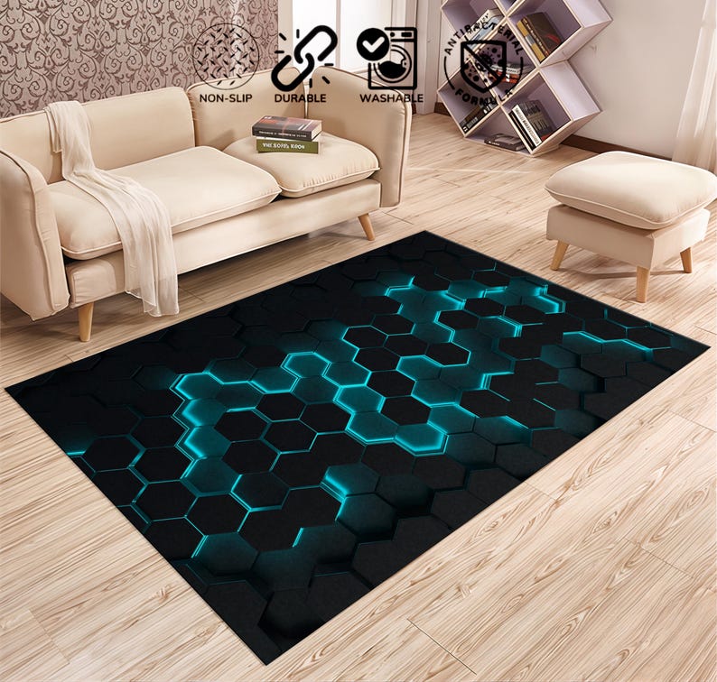 Gaming Room Rug, Neon Gaming Illusion Rug, Gift for Gamer, E-spor Rug ...