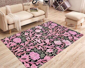 Alfombra de flores, alfombra de rosas rosadas, alfombra de salón, alfombra personalizada, alfombra popular, alfombra con estampado de rosas, alfombra de flores de primavera, alfombra de cocina, regalo personalizado