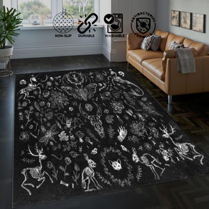Gothic Rug, Moon Phase Rug, Witchcraft Decor, Cottagecore Rug, Mushroom Rug, Baphomet Goat Pentagram, Withcy Rug, Skeleton Rug, Skull Rug,