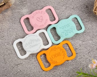 Personalized Slide-On Silicone AirTag Pet Collar Tag, Custom Engraved