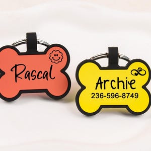 Personalized Dog Tag, Silent Dog Tag for Pet, Engraved Dog Tag, Bone Shape Silicone Dog Tags, Dog Tag for Dogs,Dog ID Tag for Dog Collar