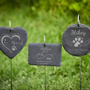 Benutzerdefinierte Haustier Gedenkstein, personalisierter Hund Gedenkgartenstein, Haustier Grabstein, gravierter Garten Schiefer mit Haustiername, Haustierverlust Geschenke