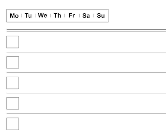 ToDo 8mm lined full page checkboxes and date/day of the week. Supernote Nomad A6X2 Template.