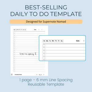 Supernote Nomad To-Do List Template, 6mm Lined, Sunday AND Monday Start (Digital Download)