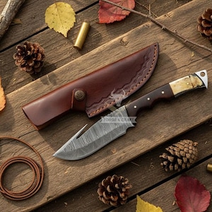 Custom Handmade Damascus Steek GUT HOOK Skinner Hunting Knife Gift For Dad Personalized Groomsmen Gift Christmas Gift Birthday Gift For Him