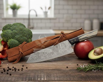 13" Custom Handmade Damascus Steel BUNKA CHEF KNIFE Personalized Knife Gift For Husband Gift For Father Christmas Gift Birthday Gift For Him