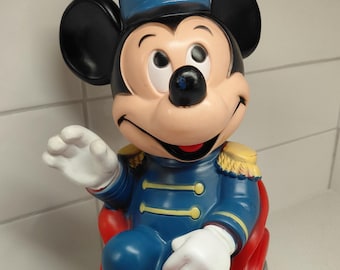 Vintage 1977 Mickey Mouse Bandleader Piggy Bank - Disney Plastic Decor