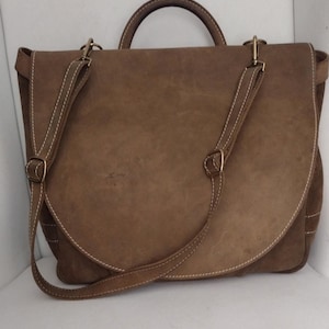 Bolso de correo Sundance de gamuza, bolso vintage de cuero, bolso unisex grande con dos asas, bolso bandolera, bolso de hombre con cierre protector, moderno