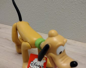 Vintage 1980's Disney Pluto Articulated Figurine, Original Hang Tag