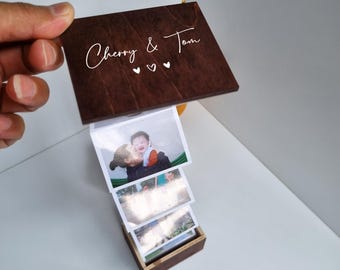 Personalized Birch Wood Accordion Photo Box: Memory Keepsake