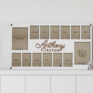 Custom School Years Photo Frame, Personalized Wooden Frame for Back-to-School,  Personalized Grade School Photo Frame, Senior Picture Gift,