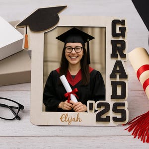 Personalized Graduation Picture Frame, High school Graduation Gift, Class of 2025 Gift, Grad Wooden Photo Frame