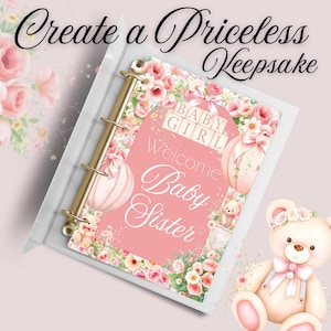 Baby Memory Book Printable Pages | Welcome Sister Keepsake, First Year Binder, DIY Baby Journal,
