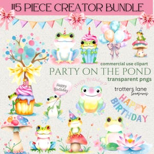 Clipart de cupcake arco-íris | Sapo engraçado, cogumelo, buquê de balões, PNGs de festa pastel