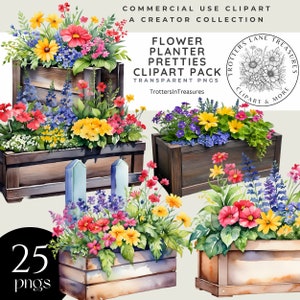 Planter Clilpart, Floral Planter Clipart Pack - Transparante PNG's voor commercieel gebruik, tuin- en ambachtelijke projecten