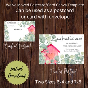 DIY personnalisé déplacé oiseau carte imprimable, notre couvée a déplacé Canva carte postale/carte modèle imprimable Télécharger déménagement annonce