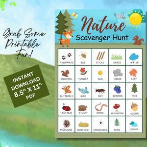 Printable Nature Scavenger Hunt | Outdoor Scavenger Hunt Game | Printable Game For Kids | Outdoor Activity | Yard Games | Kid Activities