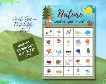 Printable Nature Scavenger Hunt | Outdoor Scavenger Hunt Game | Printable Game For Kids | Outdoor Activity | Yard Games | Kid Activities