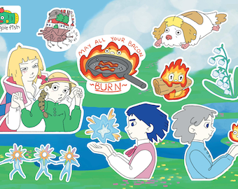 howl's moving castle ghibli sticker sheet