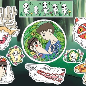 folha de adesivos princesa mononoke ghibli