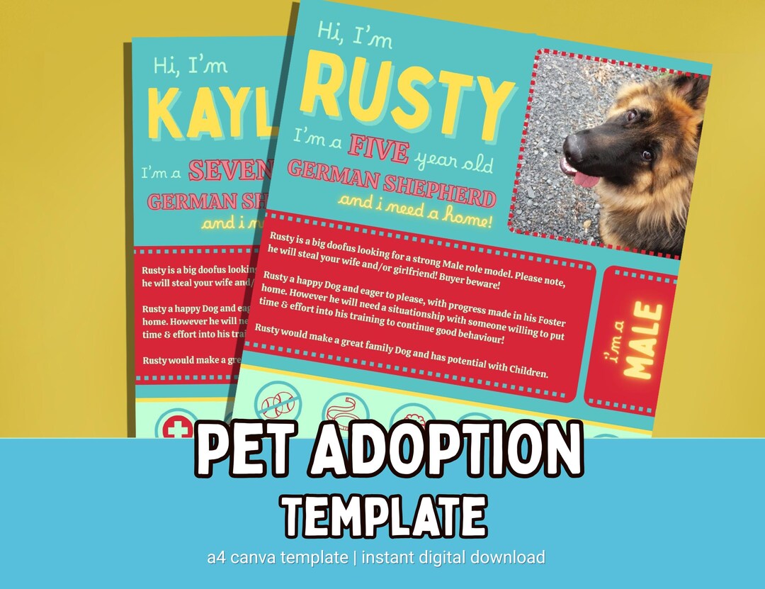 Adopt Me Flyer Canva Template | Rescue & Rehome Dog Poster | DIY ...
