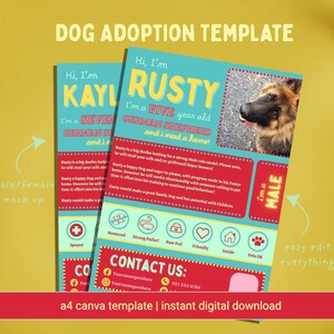 Editable Dog Adoption Flyer Template | Canva Poster for Dog Rescues, Shelters & Rehoming Success