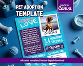 Dog Adoption Flyer Template: Editable Pet Resume (Canva, A4, Digital Download)